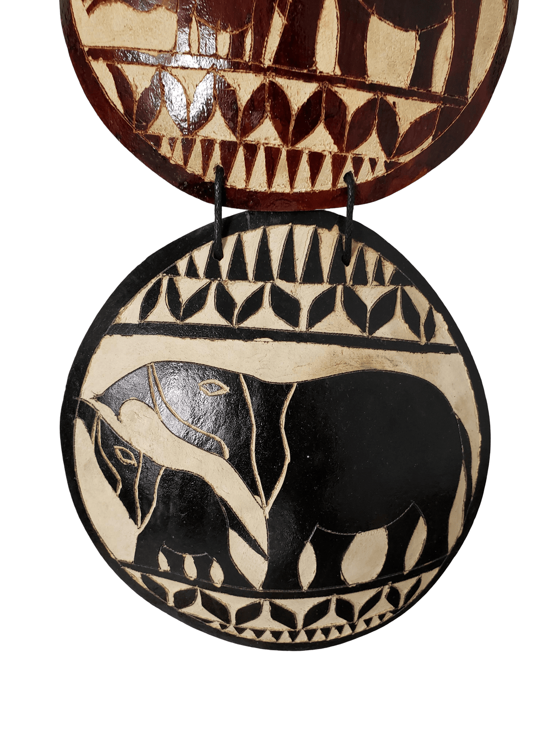 Authentic African Serengeti Gourd Slice Wall Hanging by Boutique Africa (Elephant)