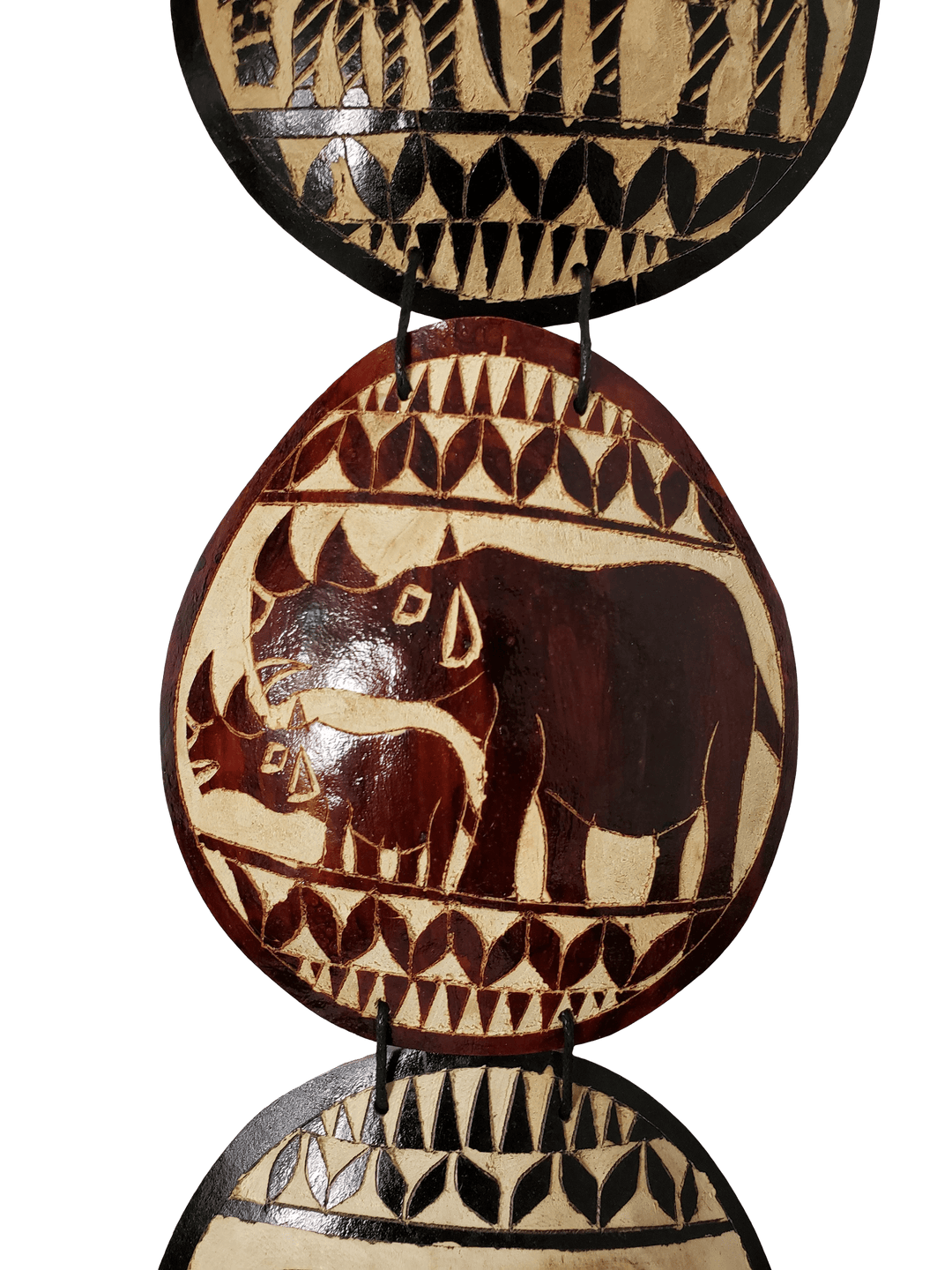 Authentic African Serengeti Gourd Slice Wall Hanging by Boutique Africa (Rhino)