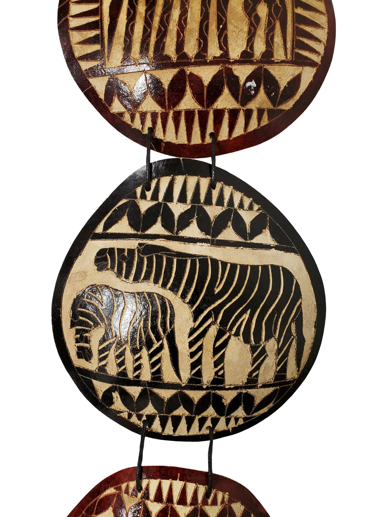 3 of 6: Authentic African Serengeti Gourd Slice Wall Hanging by Boutique Africa (Zebra)