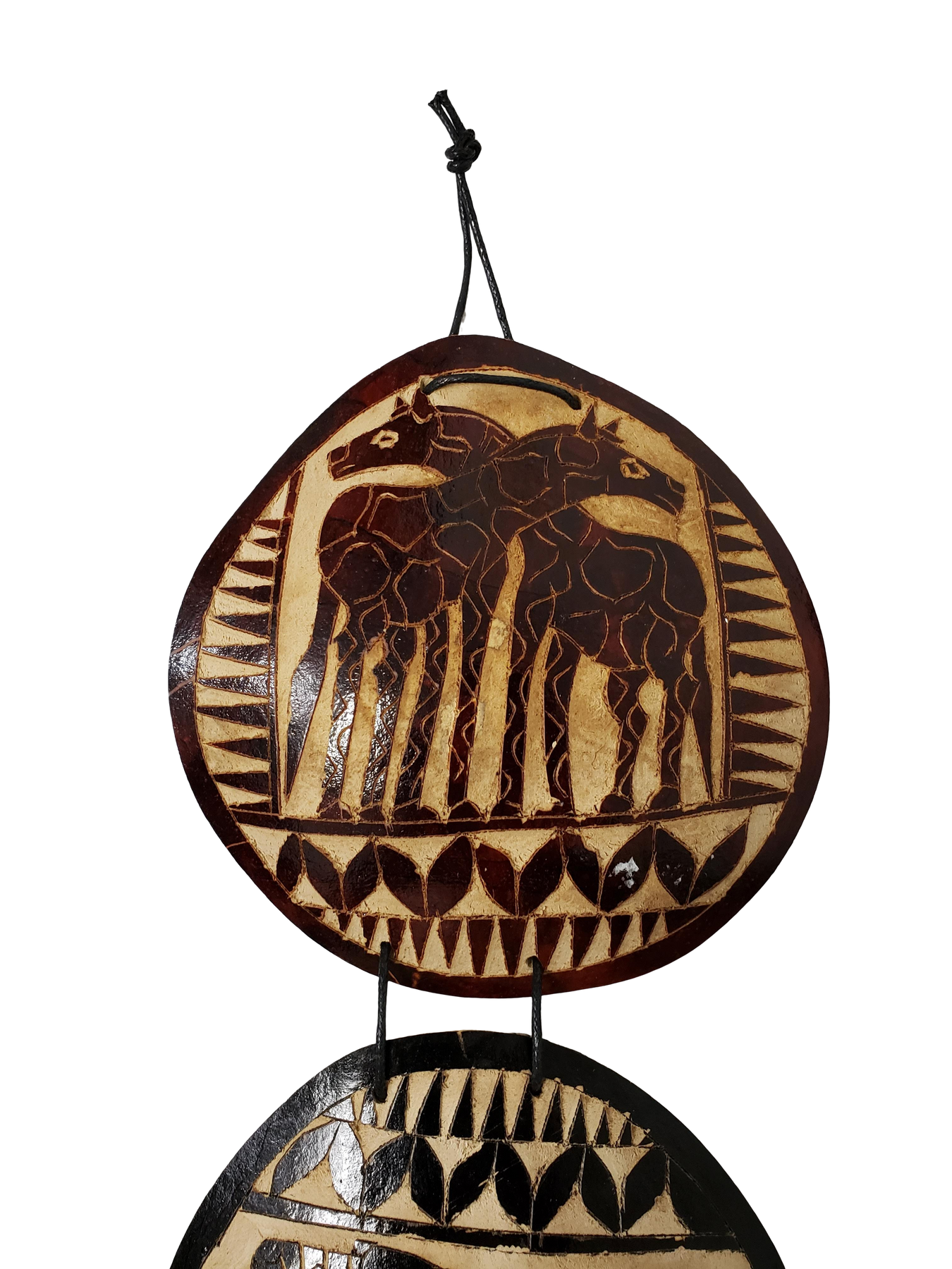 2 of 6: Authentic African Serengeti Gourd Slice Wall Hanging by Boutique Africa (Giraffe)