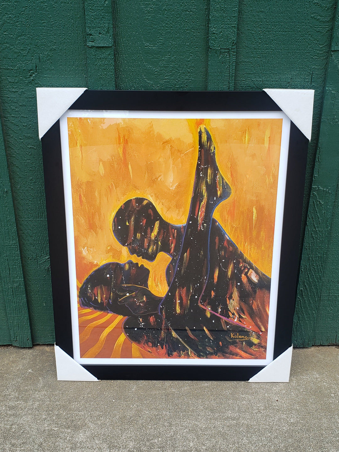 Fire and Desire-Art-Kolongi Brathwaite-28x22 inches-Black Frame-The Black Art Depot
