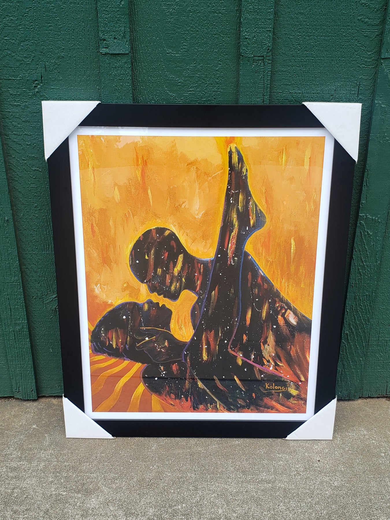 3 of 3: Fire and Desire-Art-Kolongi Brathwaite-28x22 inches-Black Frame-The Black Art Depot