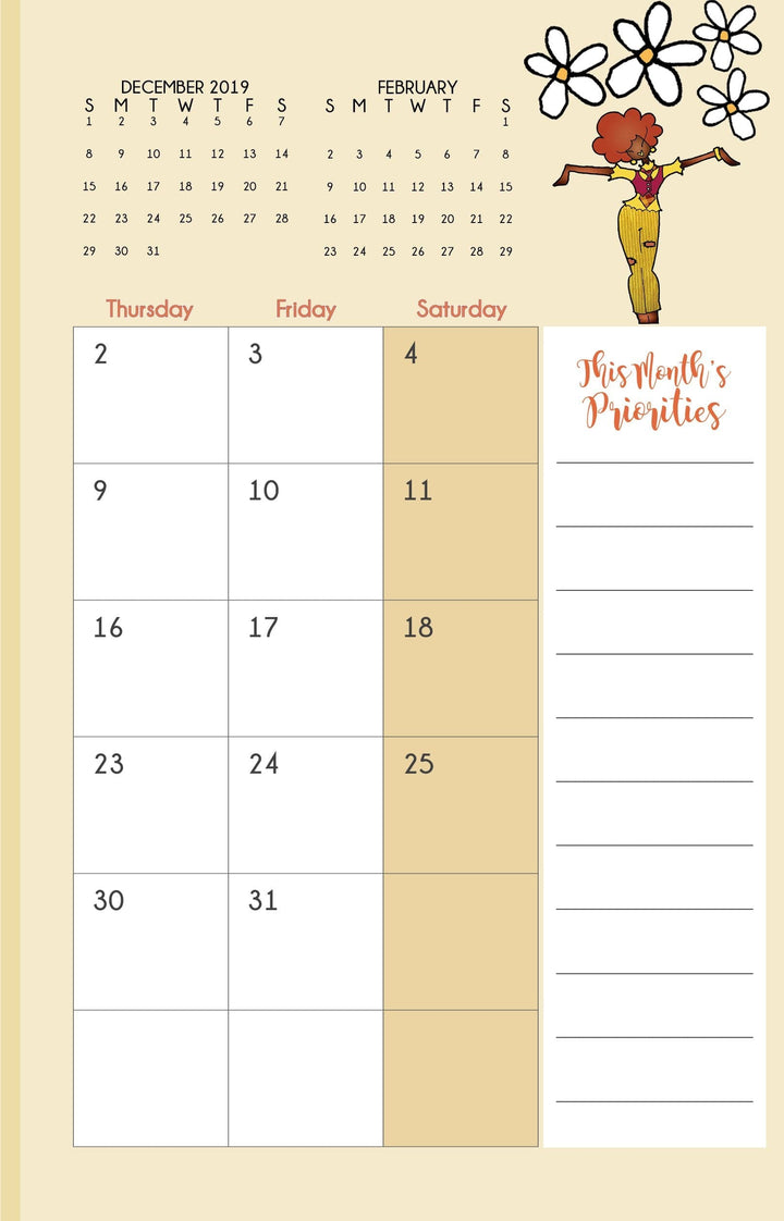 Living My Blessed Life: 2020 African American Weekly Planner by Kiwi McDowell (Interior)