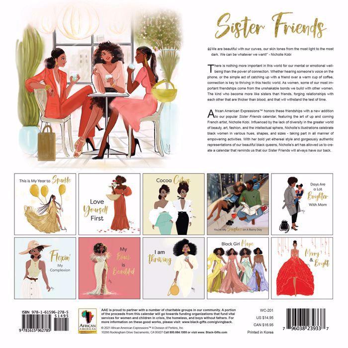 Sister Friends: 2021 African American Calendar by Nicholle Kobi (Back)