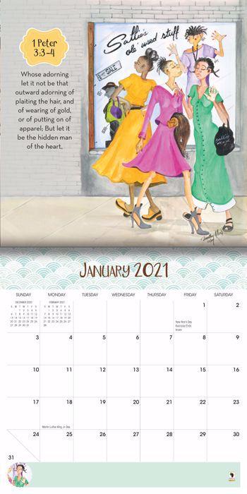 Too Blessed to be Stressed: 2021 Black Art Calendar by Dororthy Allen (Interior)