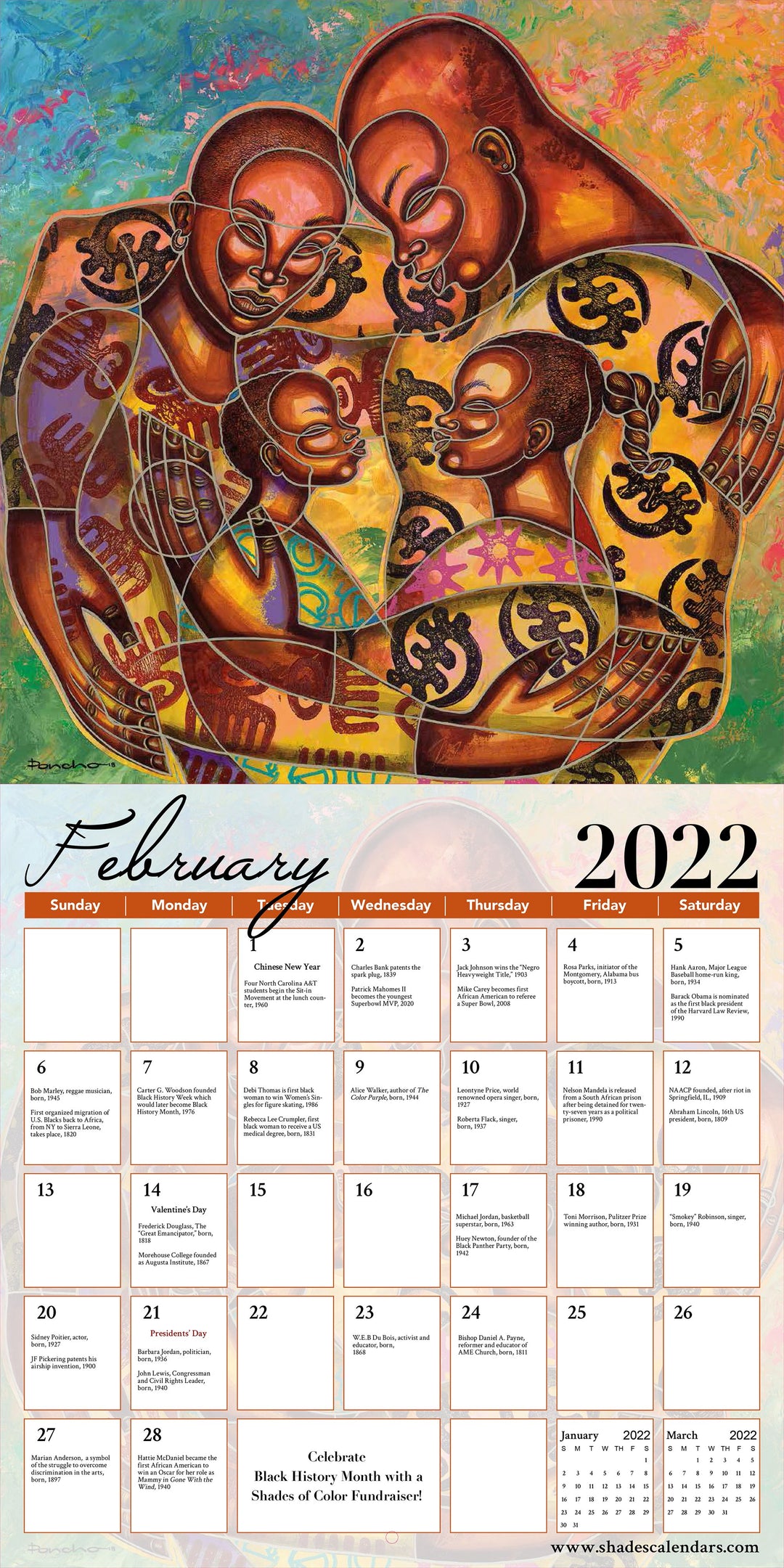 Color My Soul by Larry "Poncho" Brown: 2022 African American Wall Calendar (Interior)
