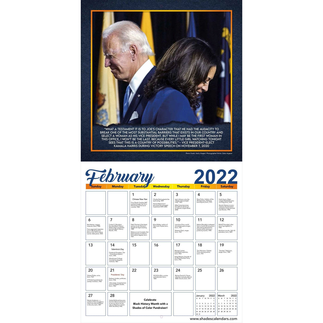 Madam Vice President, Kamala Harris: 2022 Black History Calendar (Interior)