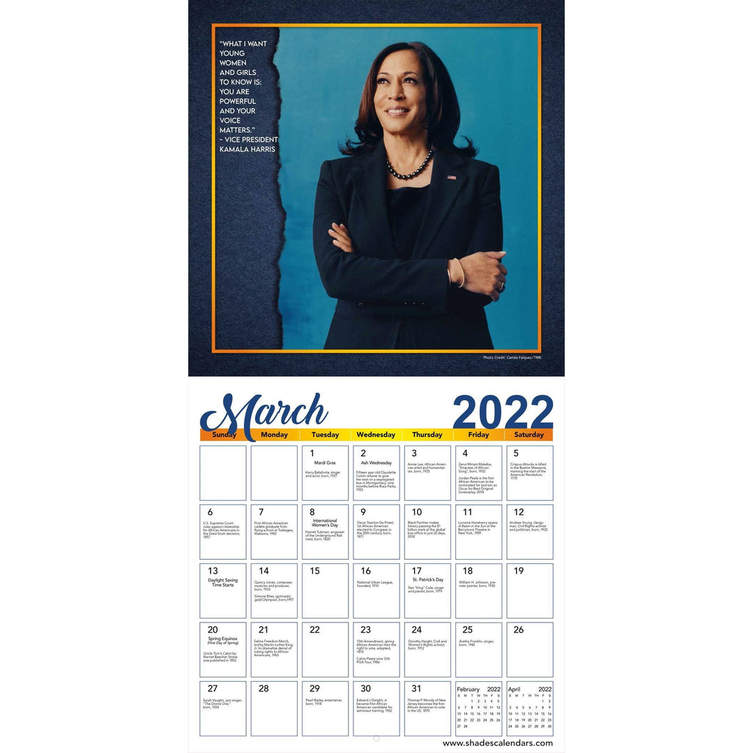 Madam Vice President, Kamala Harris: 2022 Black History Calendar (Interior)