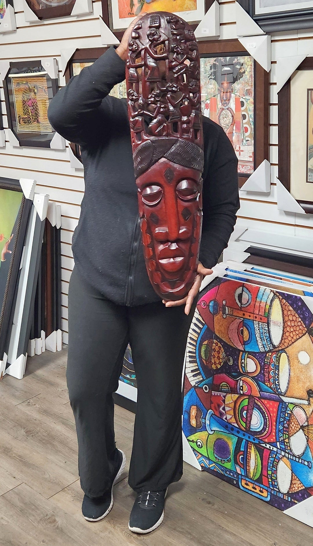 Ujamaa: Authentic Hand Carved Makonde African Mask (Jacaranda Wood)
