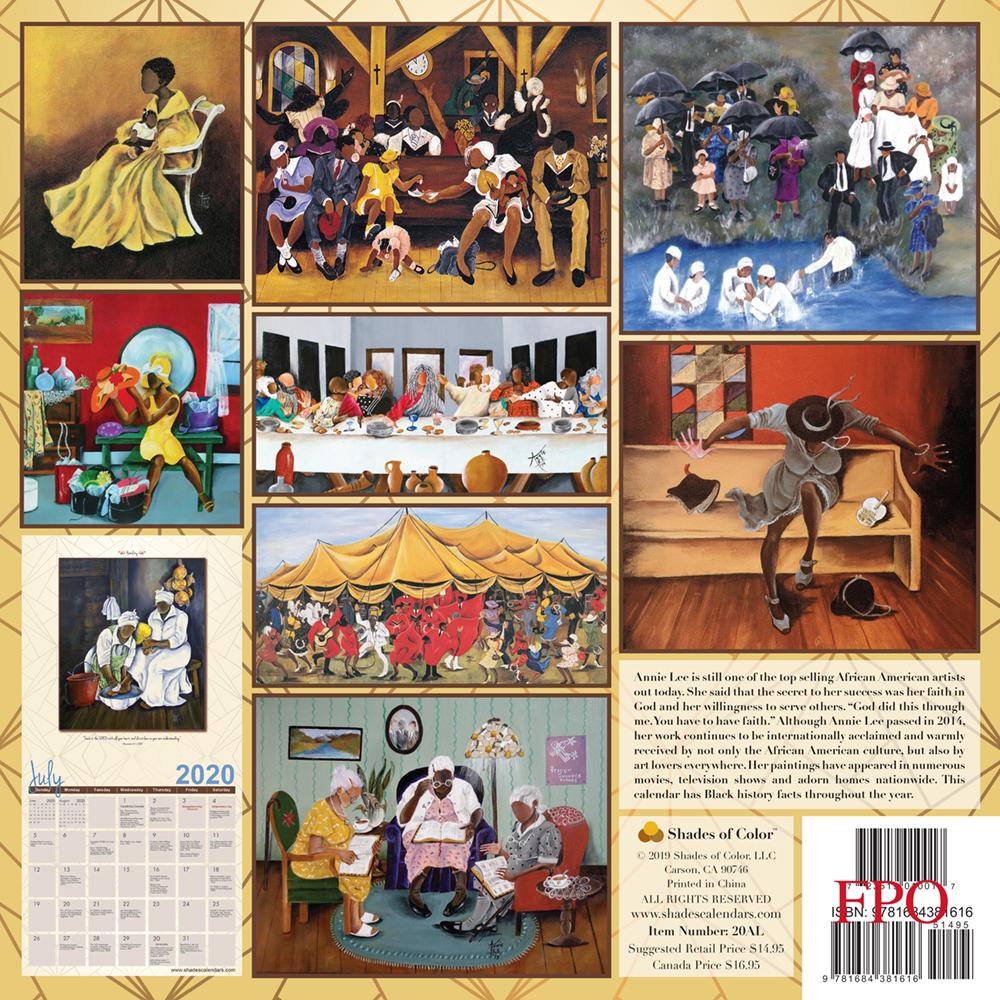 The Art of Annie Lee 2020 Calendar: African American Wall Calendar (Rear)