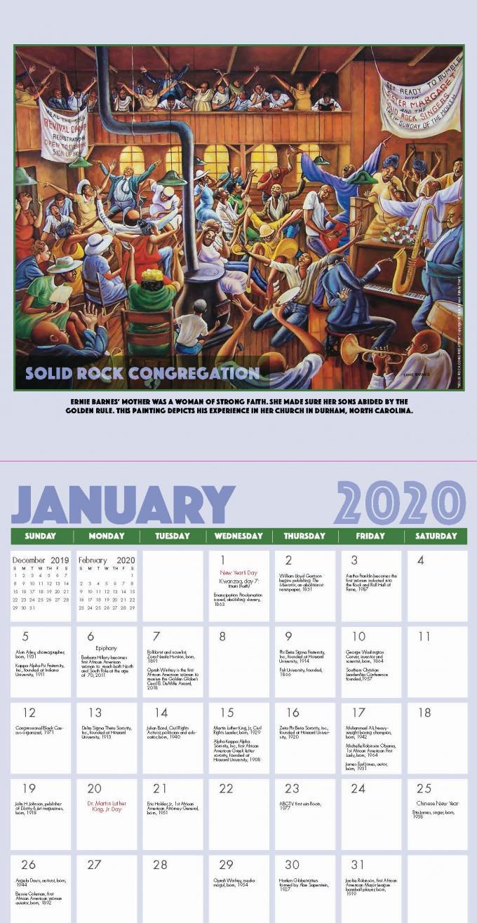 The Art of Ernie Barnes 2020 African American Wall Calendar (Interior)