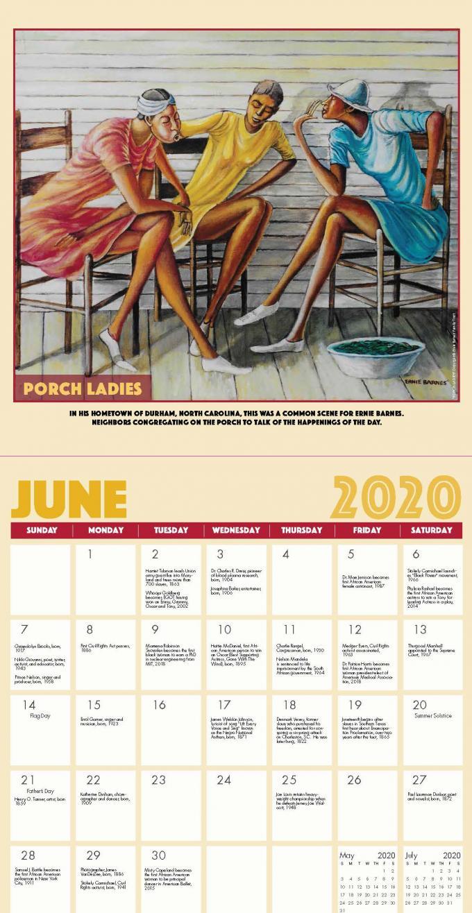 The Art of Ernie Barnes 2020 African American Wall Calendar (Interior)