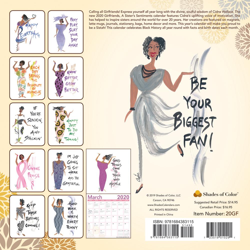 Brave, Beautiful & Blessed: The Art of Cidne Wallace 2020 Black Art Calendar (Rear)