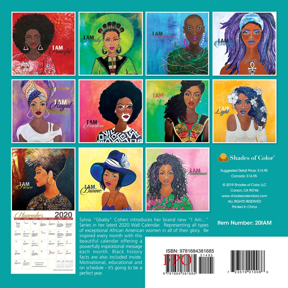 I Am: The Art of Sylvia "GBaby" Cohen 2020 Black Art Wall Calendar (Rear)
