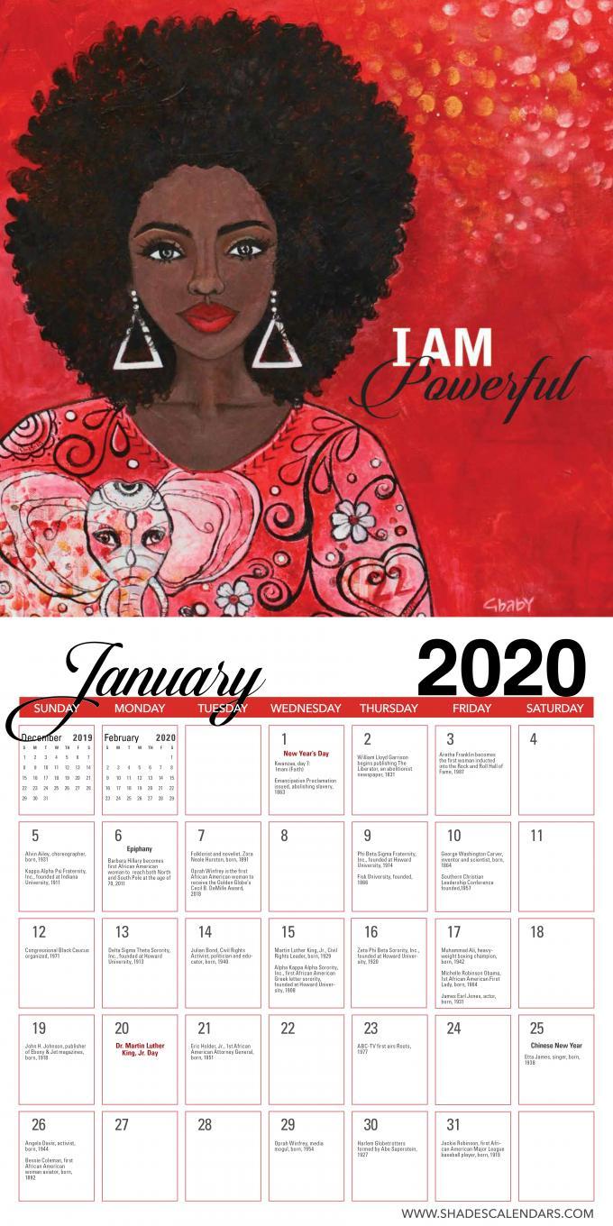 I Am: The Art of Sylvia "GBaby" Cohen 2020 Black Art Wall Calendar (Interior)