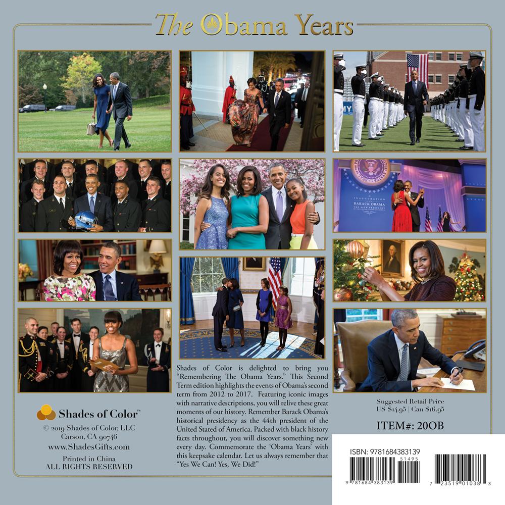 The Obama Years: 2020 African American History Calendar (Rear)