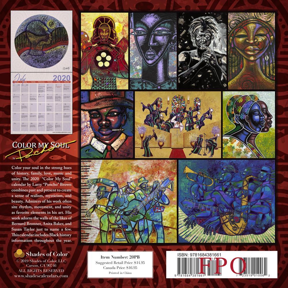 Color My Soul: Poncho 2020 Wall Calendar-Calendar-Larry "Poncho" Brown-12x12 inches-2020-The Black Art Depot