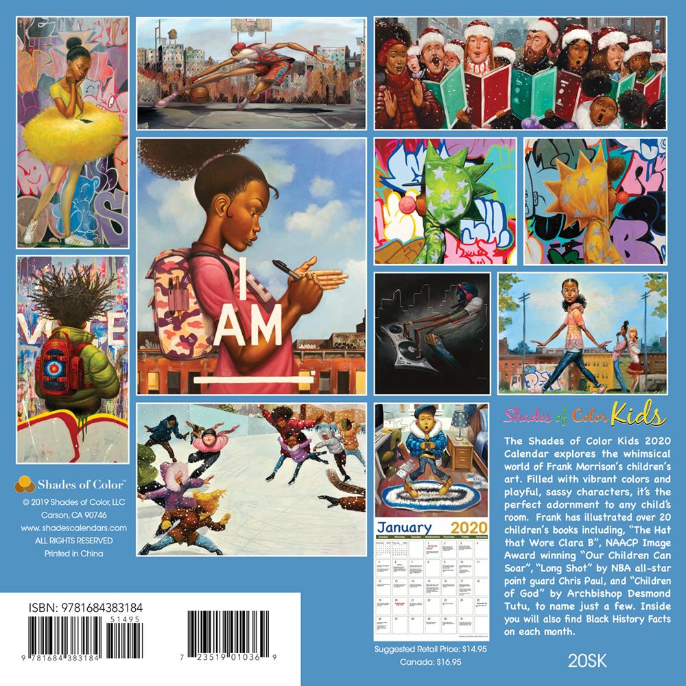 Shades of Color Kids 2020 Calendar by Frank Morrison (Back)