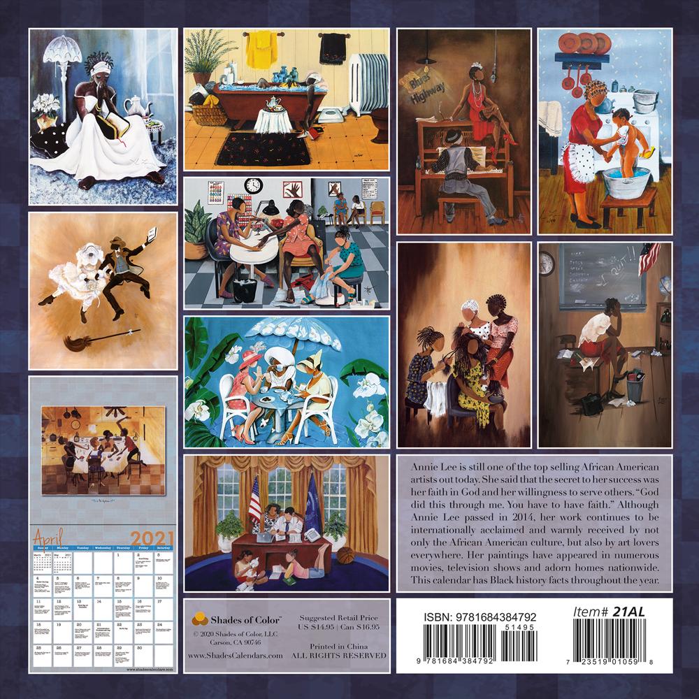 The Art of Annie Lee: 2021 African American Wall Calendar (Back)