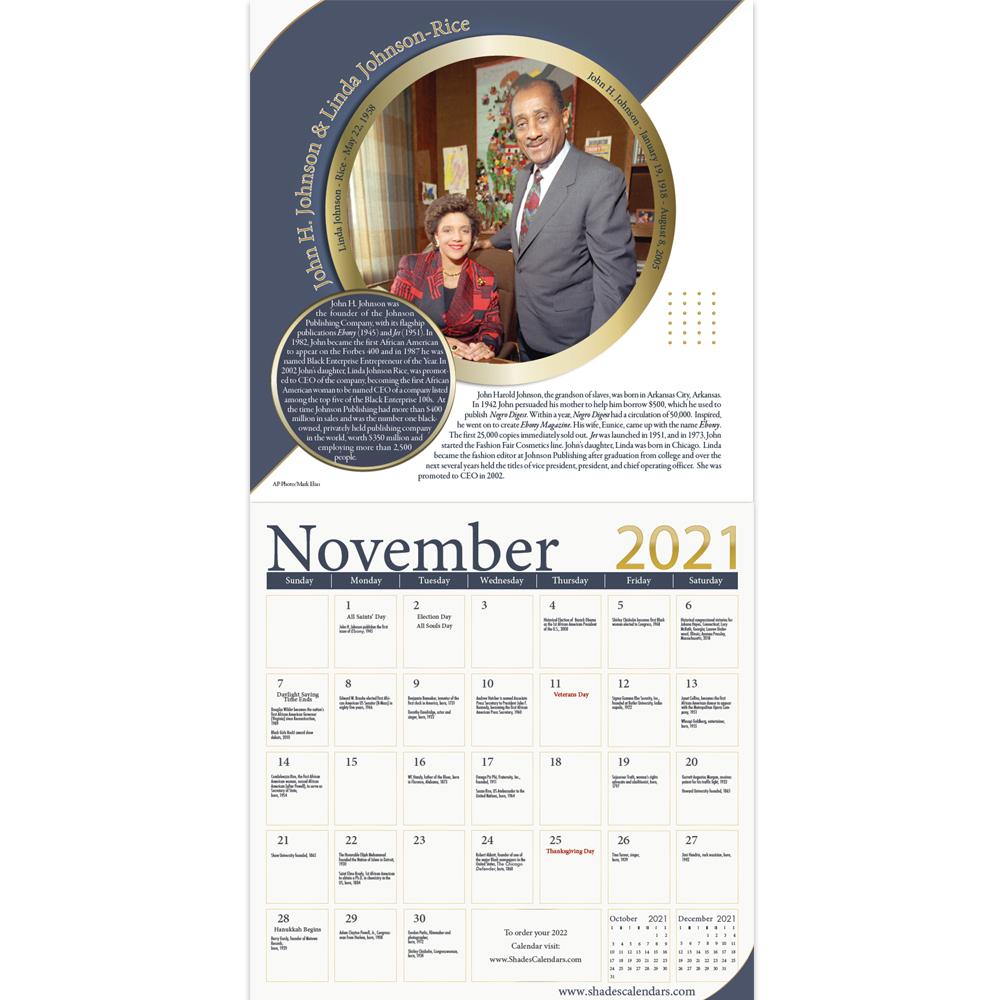 Iconic Families of Change: 2021 Black History Calendar (Interior)