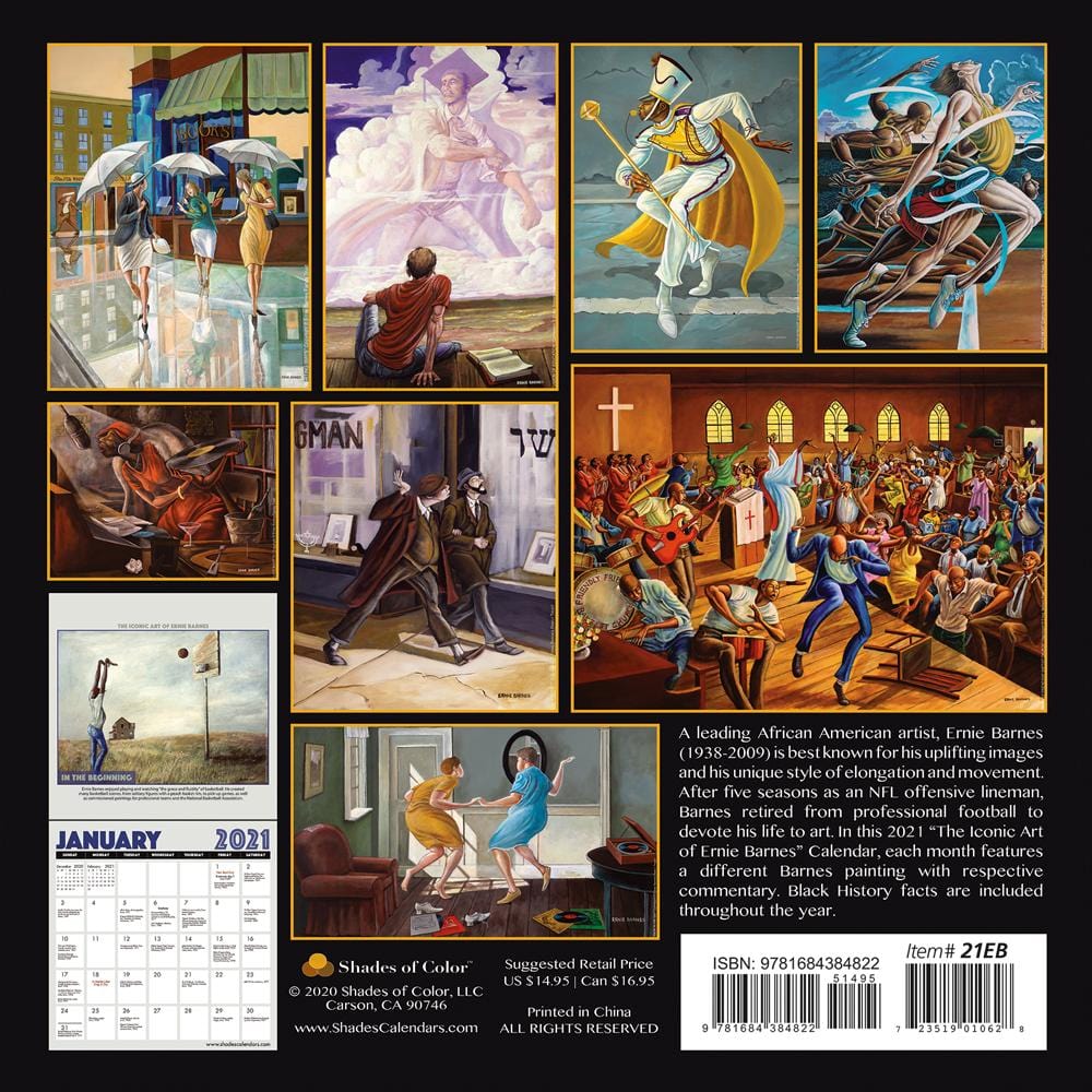 The Art of Ernie Barnes: 2021 African American Calendar (Back)