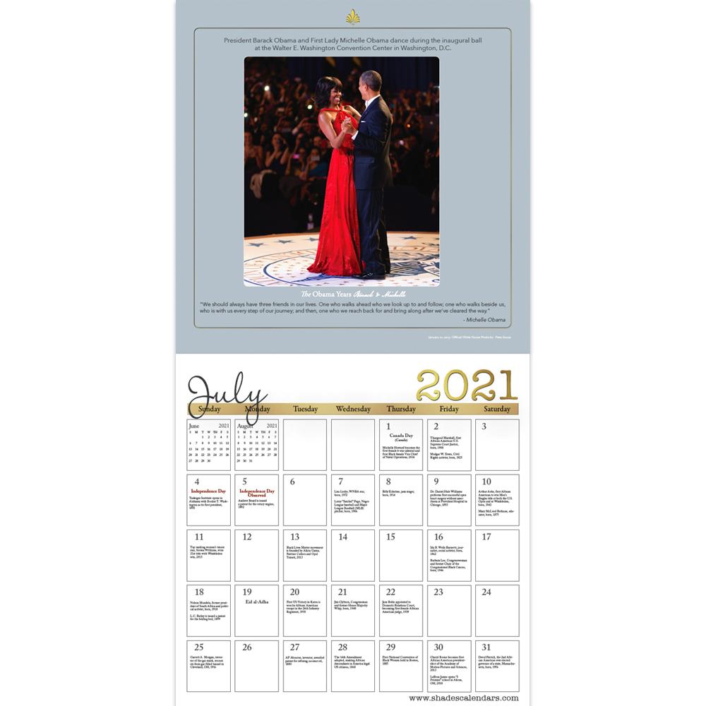 Barack & Michelle Obama - The Obama Years: 2021 Black History Calendar (Interior)