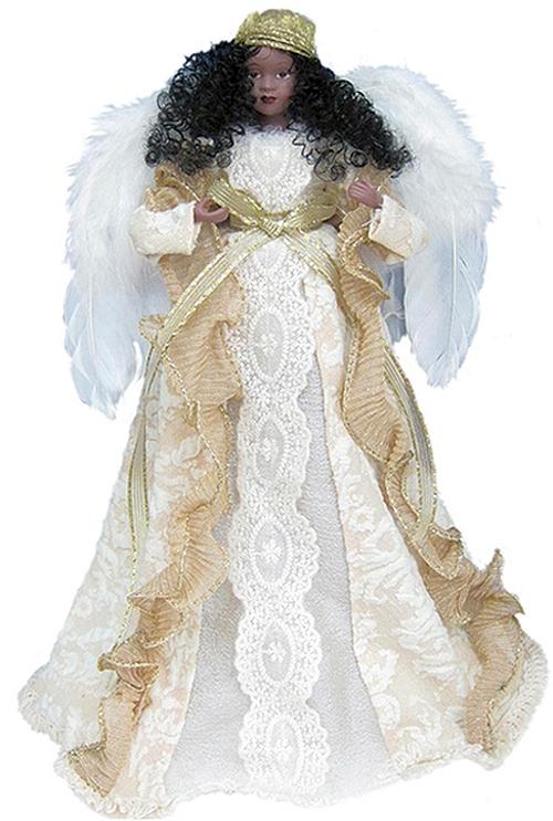 Holiday Blessings Angel: African American Angel Tree Topper by Santa's Workshop