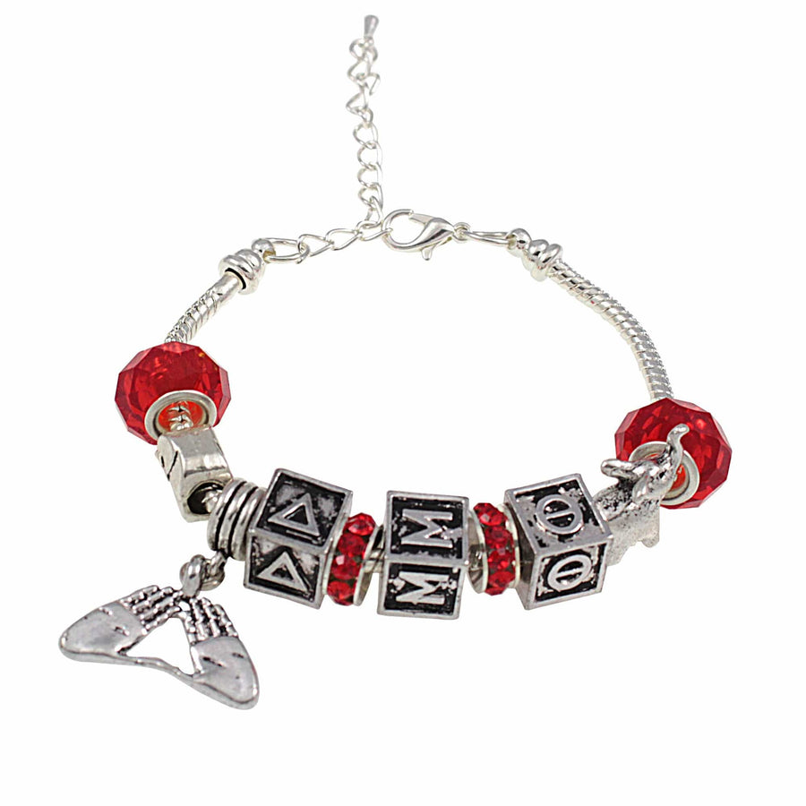 Delta Sigma Theta Charm Bracelet w/ Hand Sign Pendant & Elephant Charm