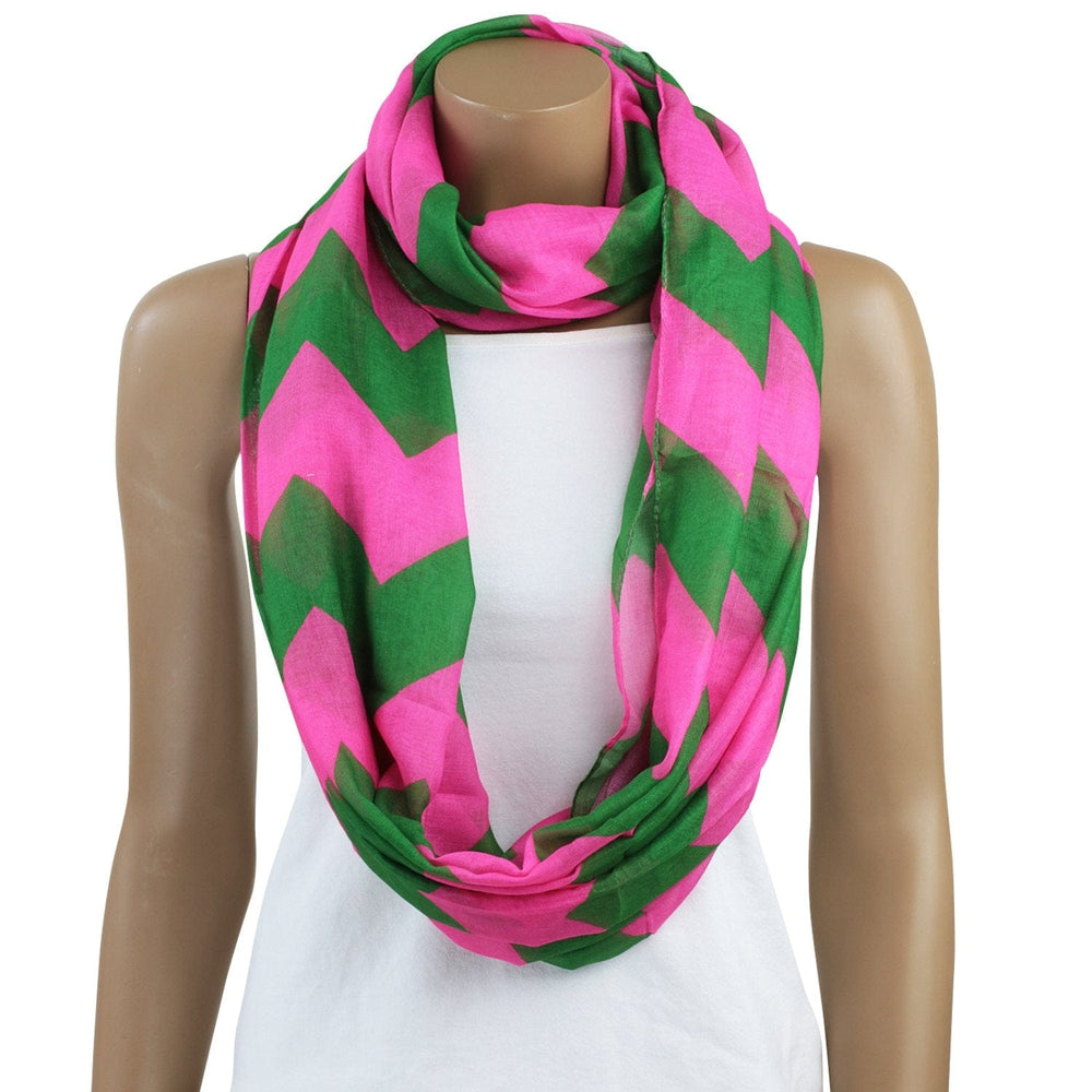 Alpha Kappa Alpha Inspired Oversized Pink and Green Chevron Scarf