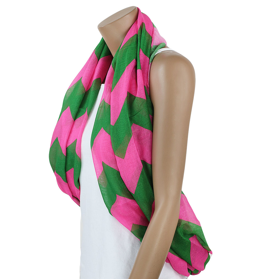 Alpha Kappa Alpha Inspired Oversized Pink and Green Chevron Scarf
