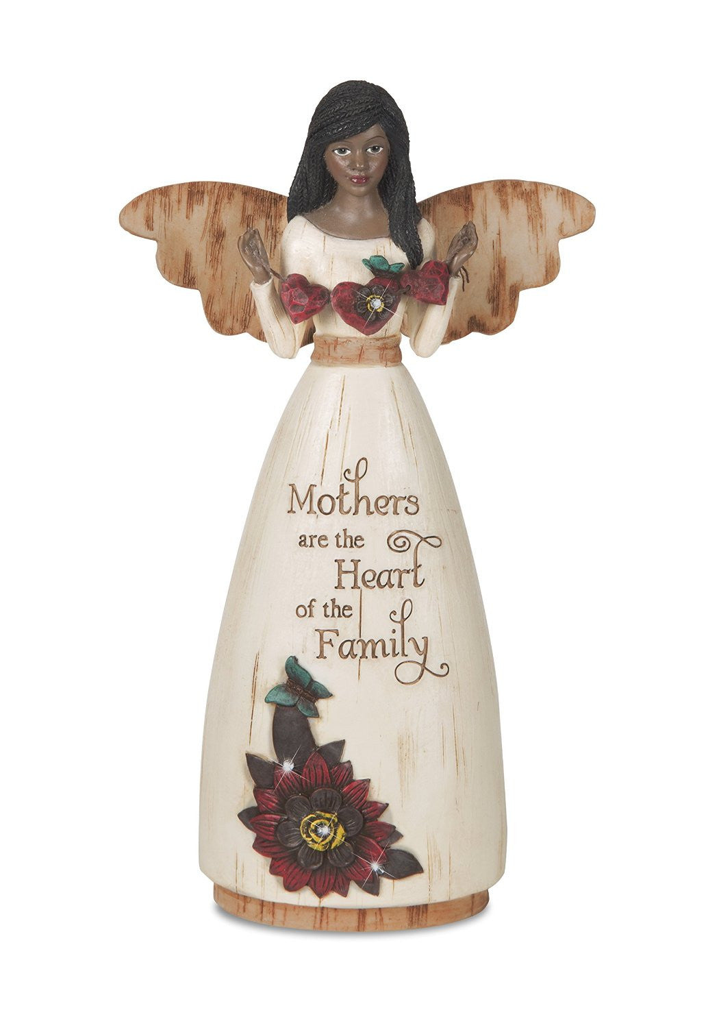 1 of 2: African American Mother Angel Figurine with Hearts: Simple Spirits Collection by Pavilion Gifts
