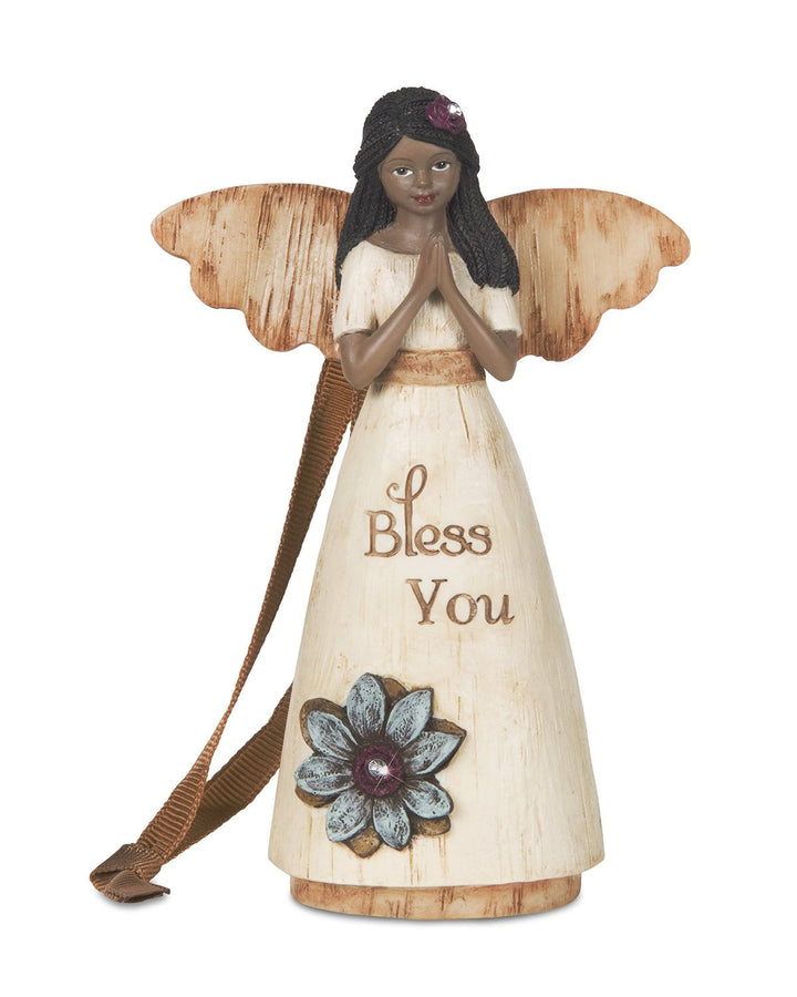 African American Bless You Angel Ornament: Simple Spirits Collection by Pavilion Gifts