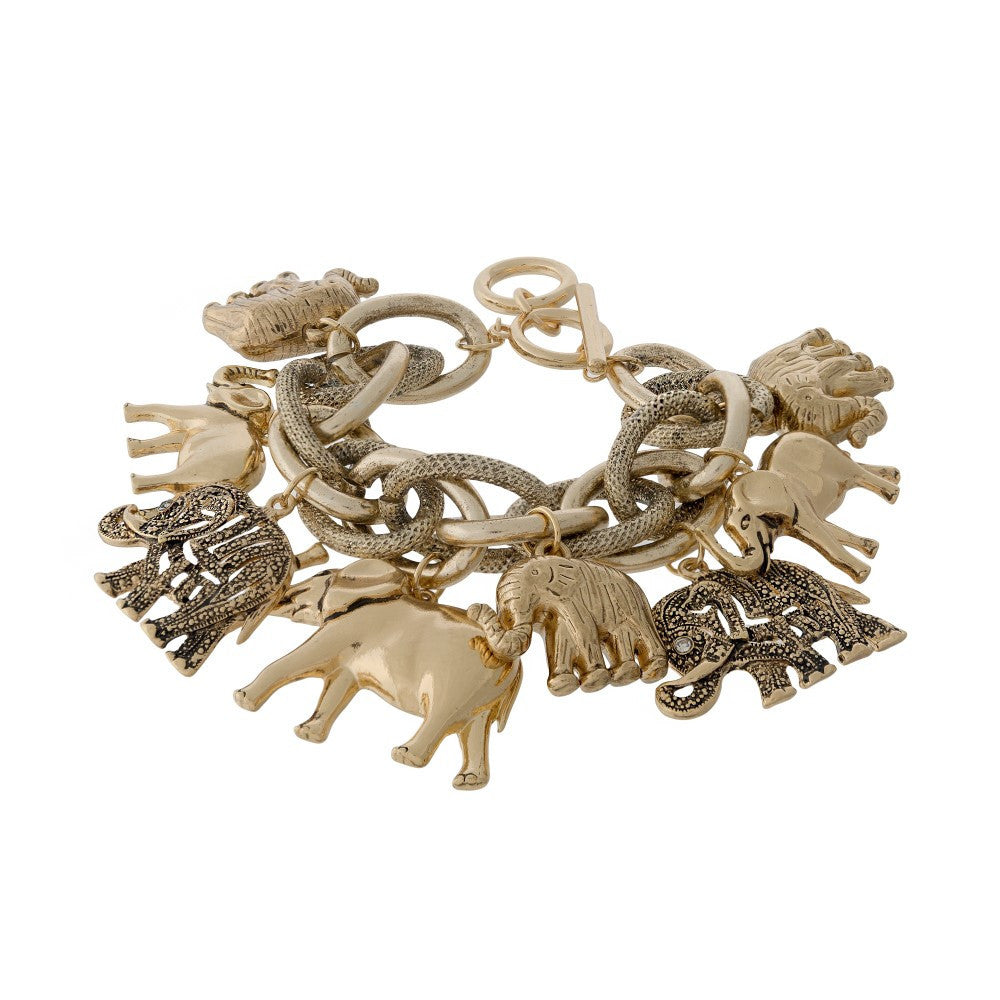 2 of 2: Delta Sigma Theta Inspired Gold Toned Elephant Link Statement Bracelet
