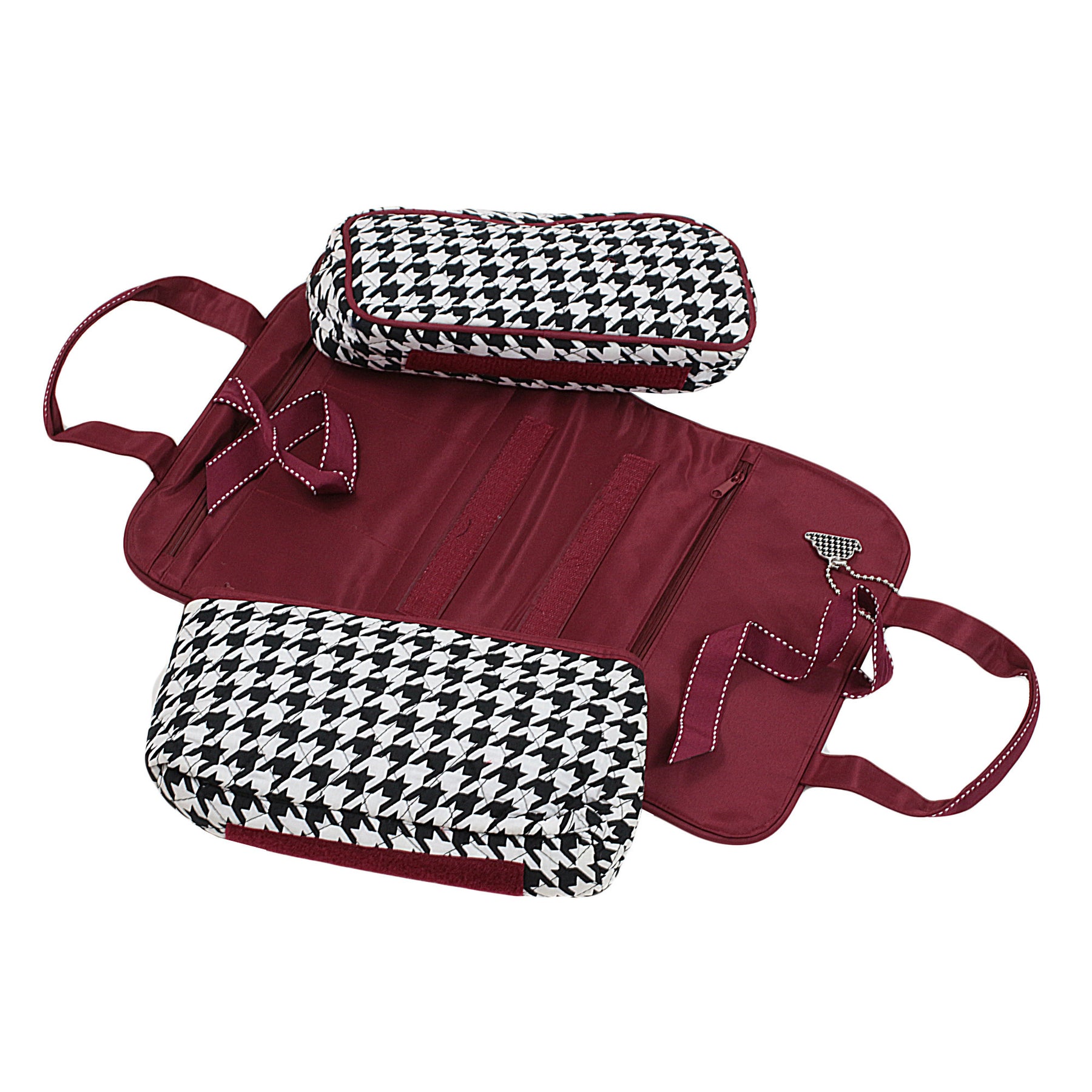 1 of 3: Houndstooth with Crimson Trim Cosmetic Duo with External Cover