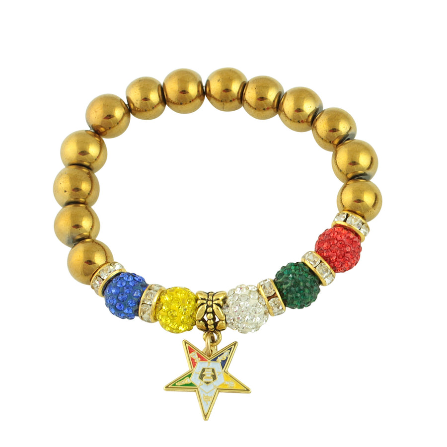 Order of the Eastern Star Natural Gemstone Charm Bracelet