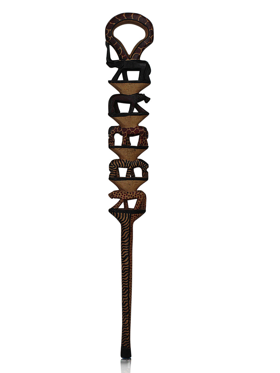 5 in 1 Kenyan African Animal Decorative Waking Cane by Stoneage Arts Global