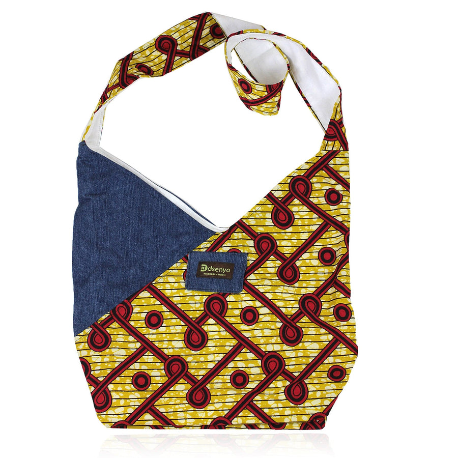 Hand Made Denim and African Print Crossbody Hip Bag (Malawi)