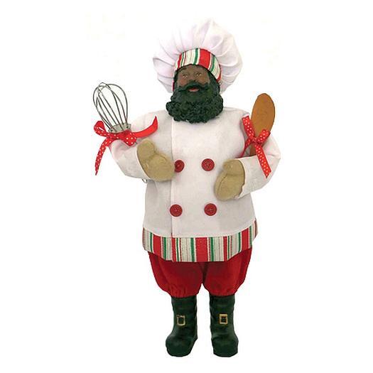 Bakery Chef Santa: African American Santa Claus Figurine