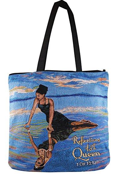 Reflections of a Queen: African American Woven Tote Bag