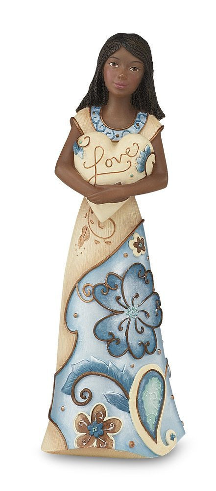 African American Love Angel Figurine with Heart: Perfect Paisley Collection by Pavilion Gifts