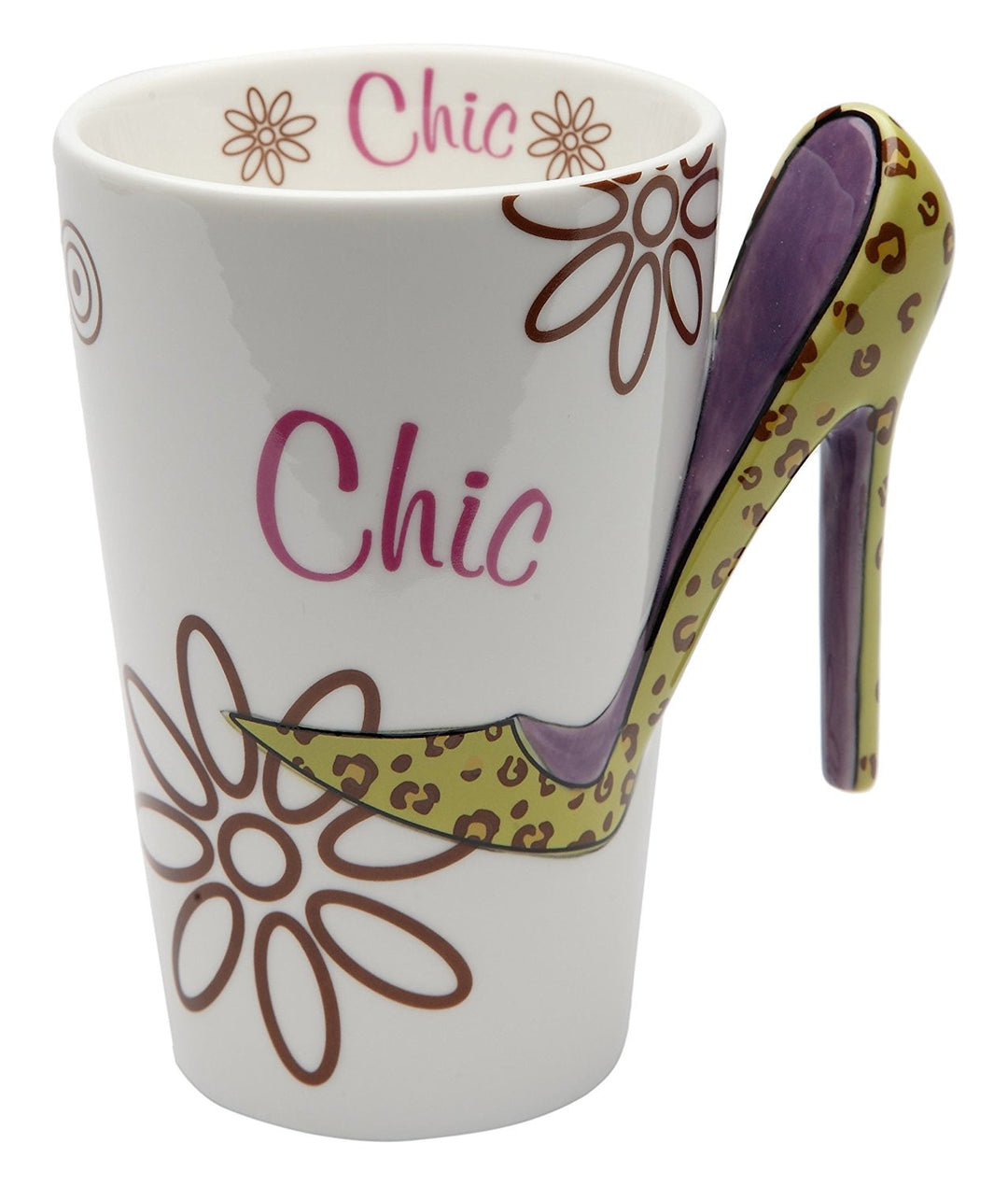 Chic Ceramic Mug with Stiletto Handle by Cosmos Gifts