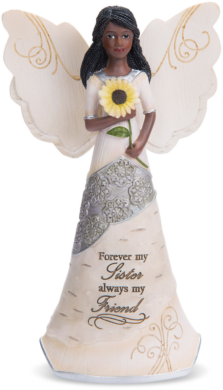 African American My Sister Angel with Sunflower (Ebony Elements Collection)