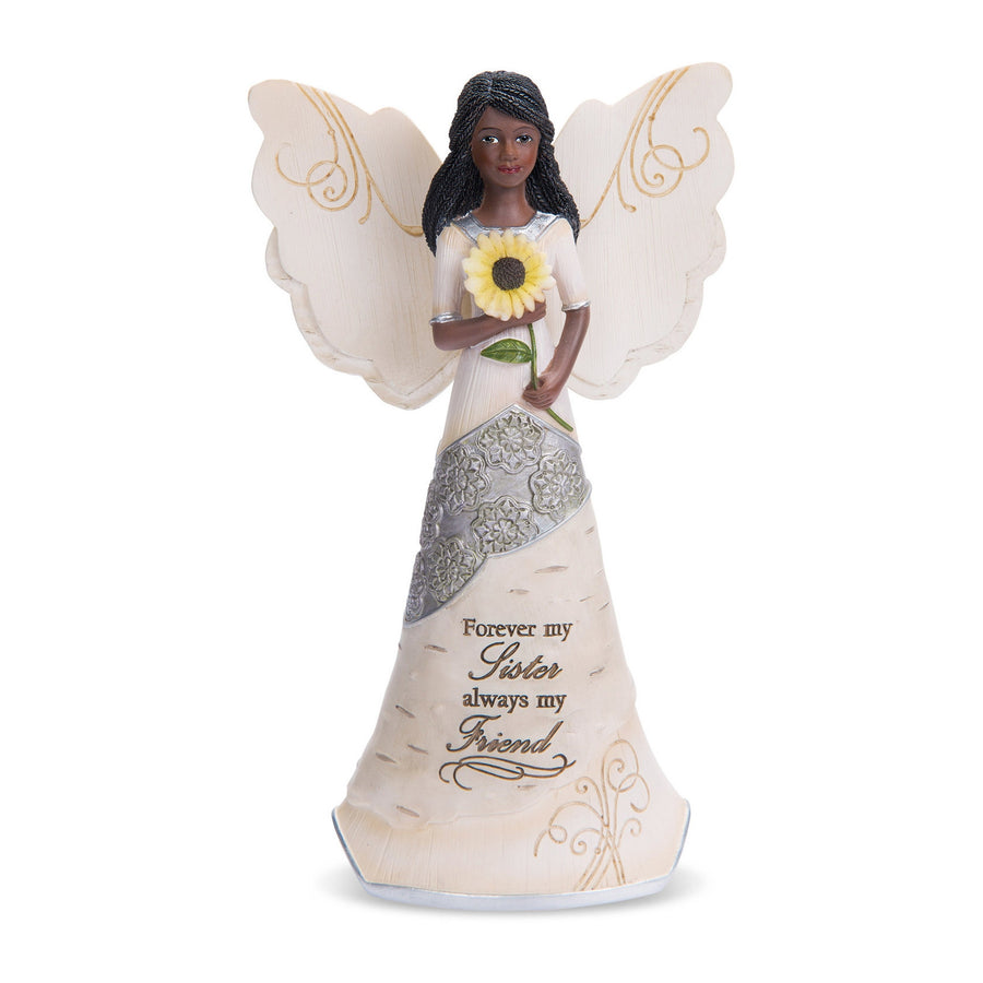 African American My Sister Angel with Sunflower (Ebony Elements Collection)