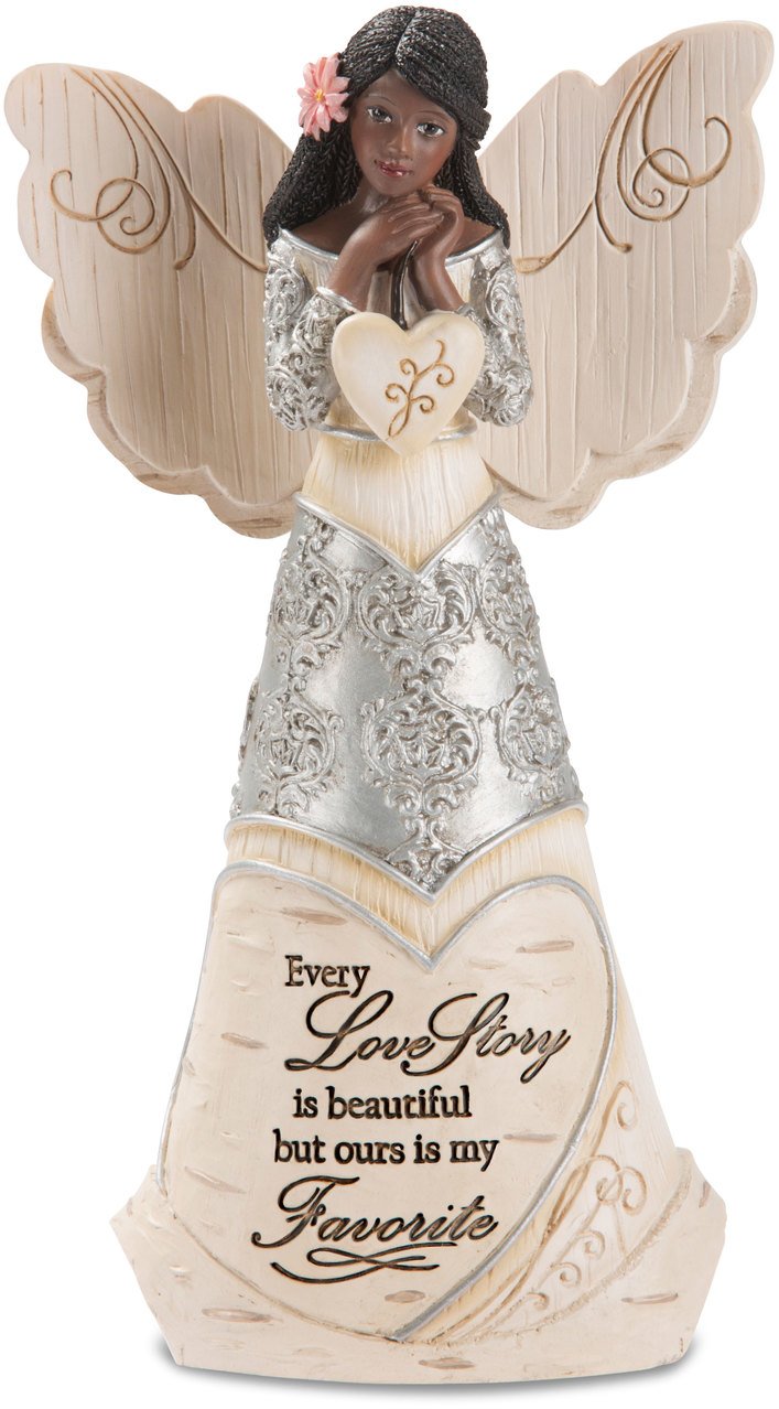 2 of 5: Love Story: African American Angel Figurine (Ebony Elements Collection)