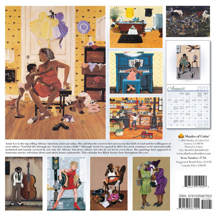 The Art of Annie Lee: 2017 African American Wall Calendar (Back)
