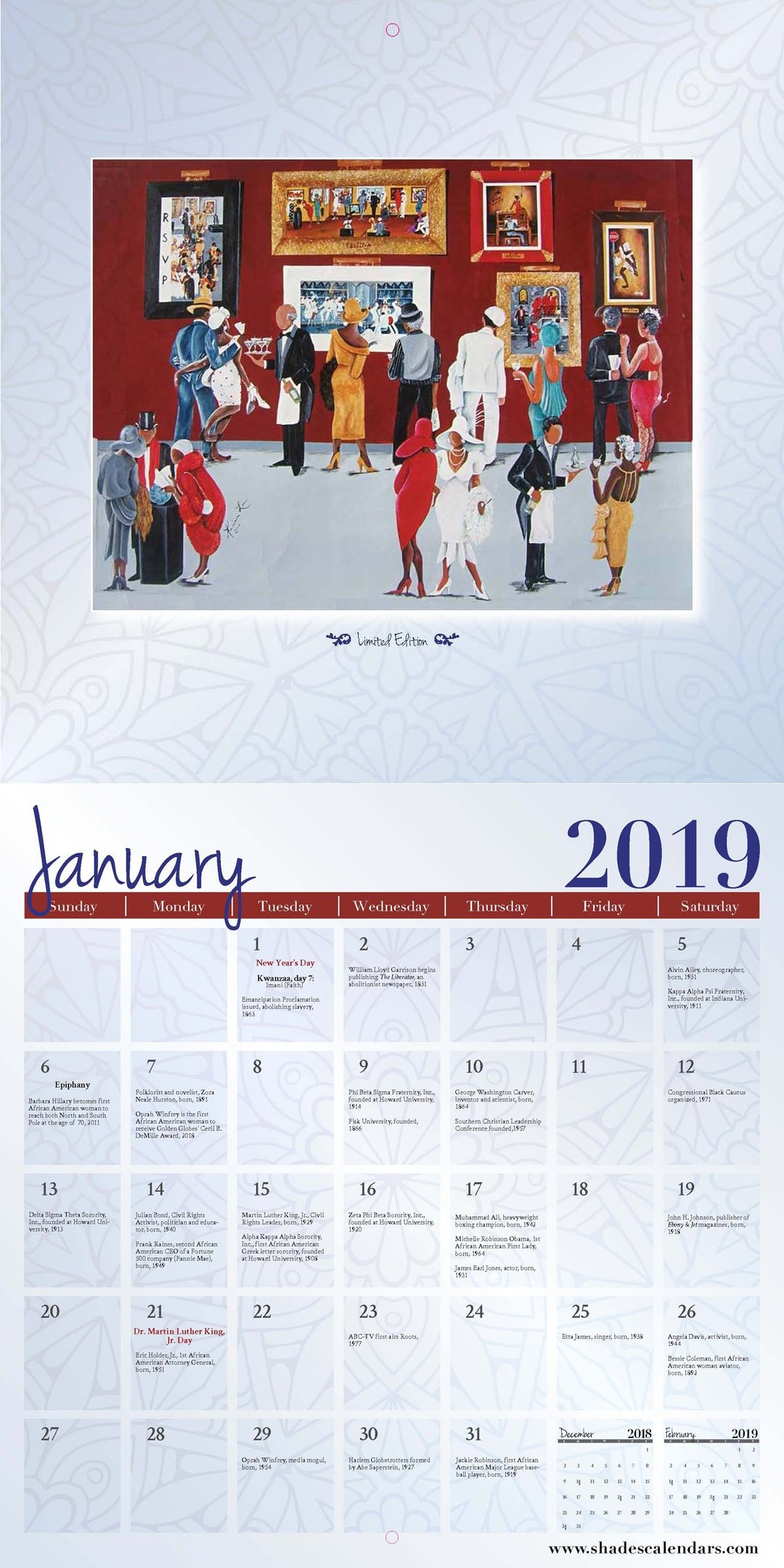 The Art of Annie Lee: 2019 African American Wall Calendar (Interior)
