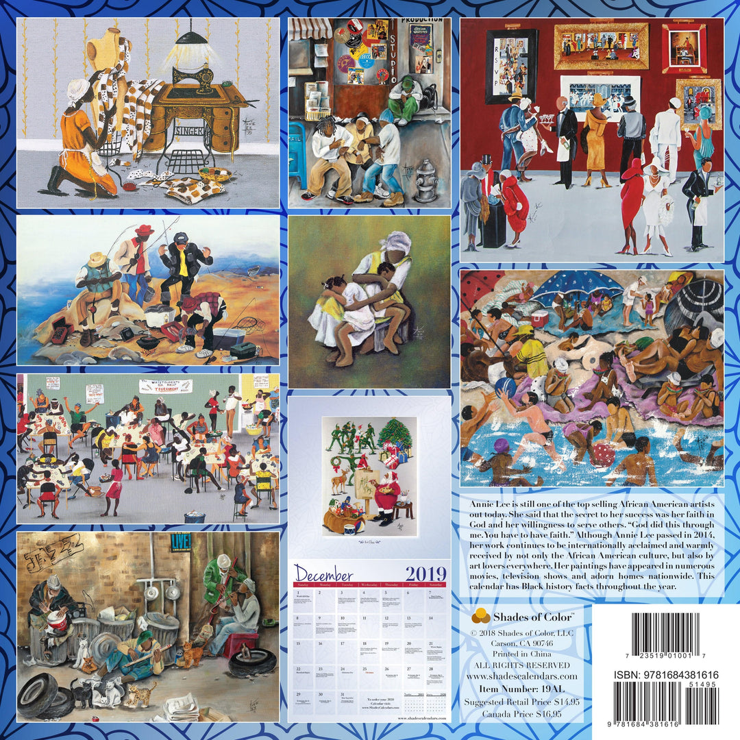 The Art of Annie Lee: 2019 African American Wall Calendar (Back)