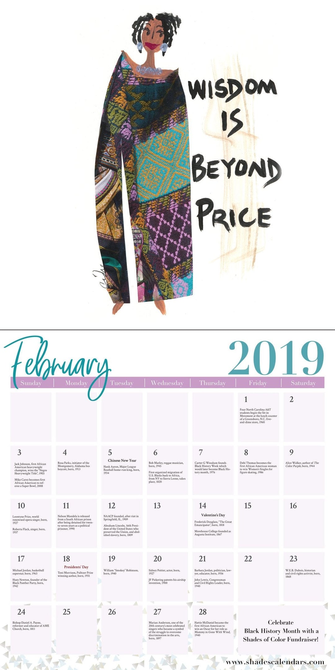 Well Dressed and Well Blessed: 2019 African American Calendar by Cidne Wallace (Interior)