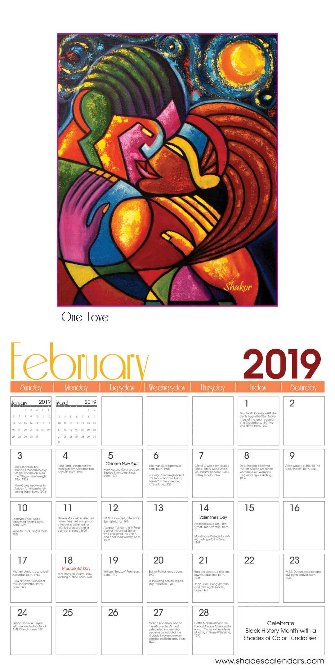 Rhythm and Hue: The Art of Shakor: 2019 African American Wall Calendar (Interior)