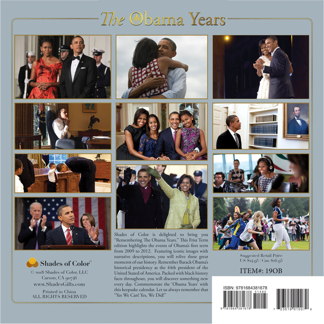 Remembering the Obama Years (2019 Black History Commemorative Calendar) (Rear)